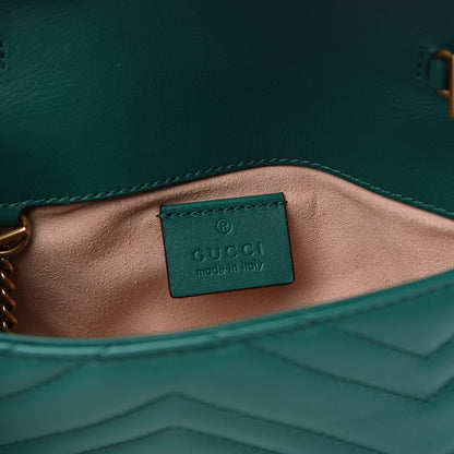Gucci Calfskin Matelasse Super Mini GG Marmont Shoulder Bag Emerald Green 5 of 11