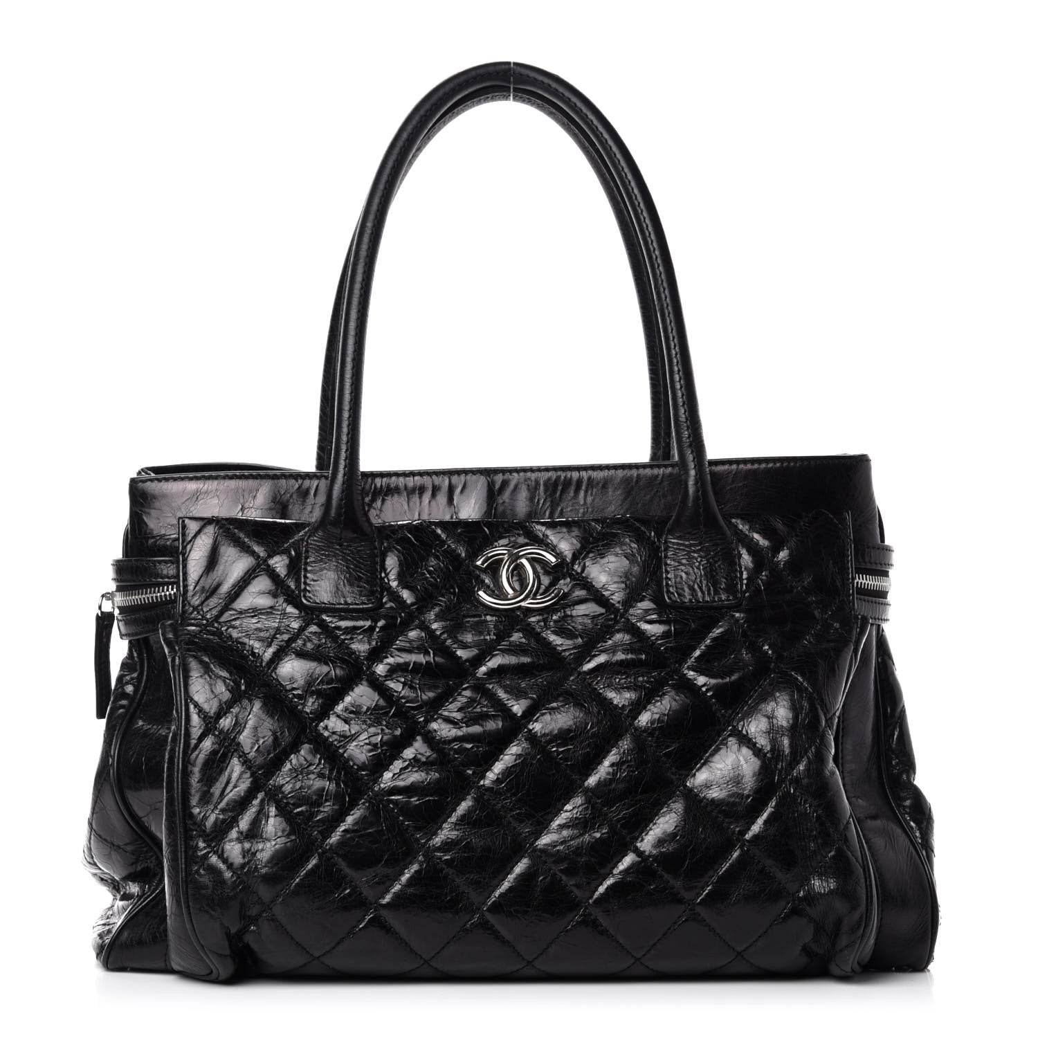 Chanel Glazed Calfskin Quilted Large New Portobello Tote Black 1 of 13