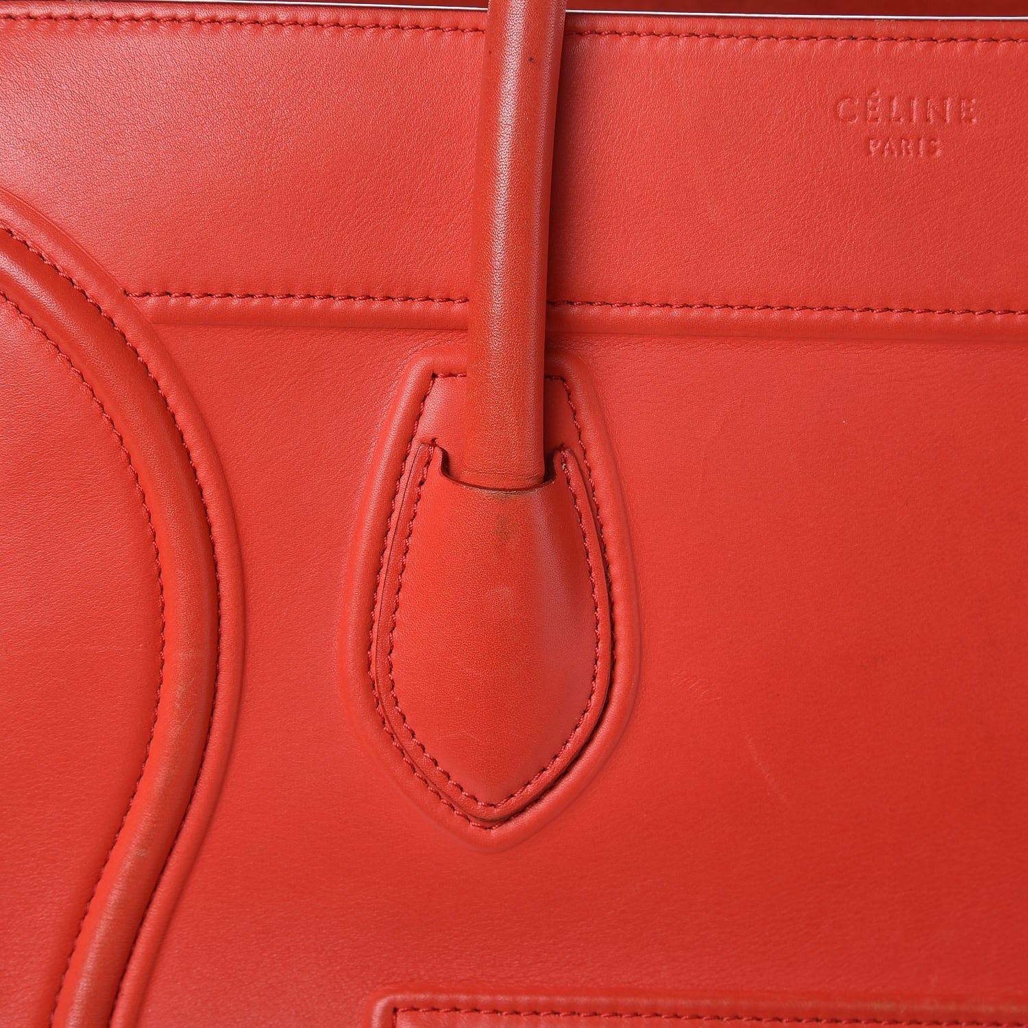Celine Nappa Calfskin Medium Phantom Luggage Vermillion 12 of 28