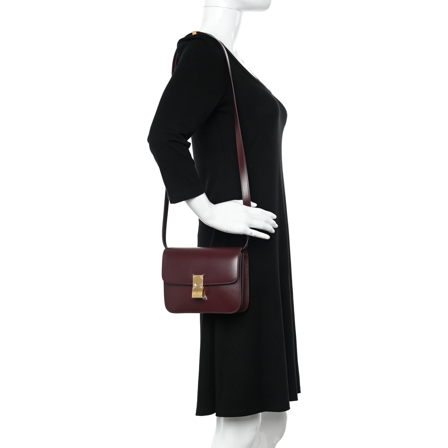 Celine Box Calfskin Teen Classic Box Flap Bag Burgundy 2 of 9