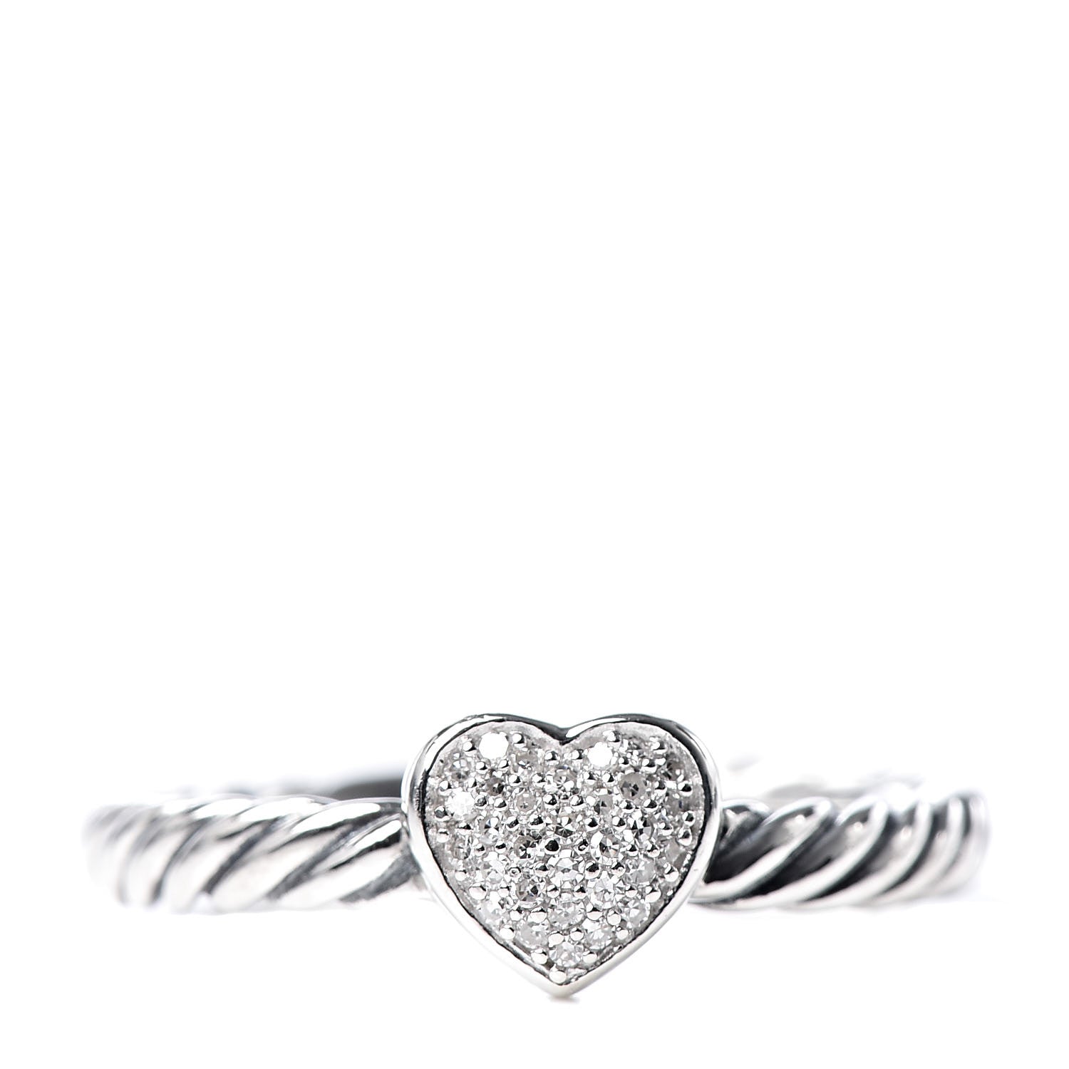 David Yurman Sterling Silver Diamond Cable Classics Heart Ring 49 5 1 of 5