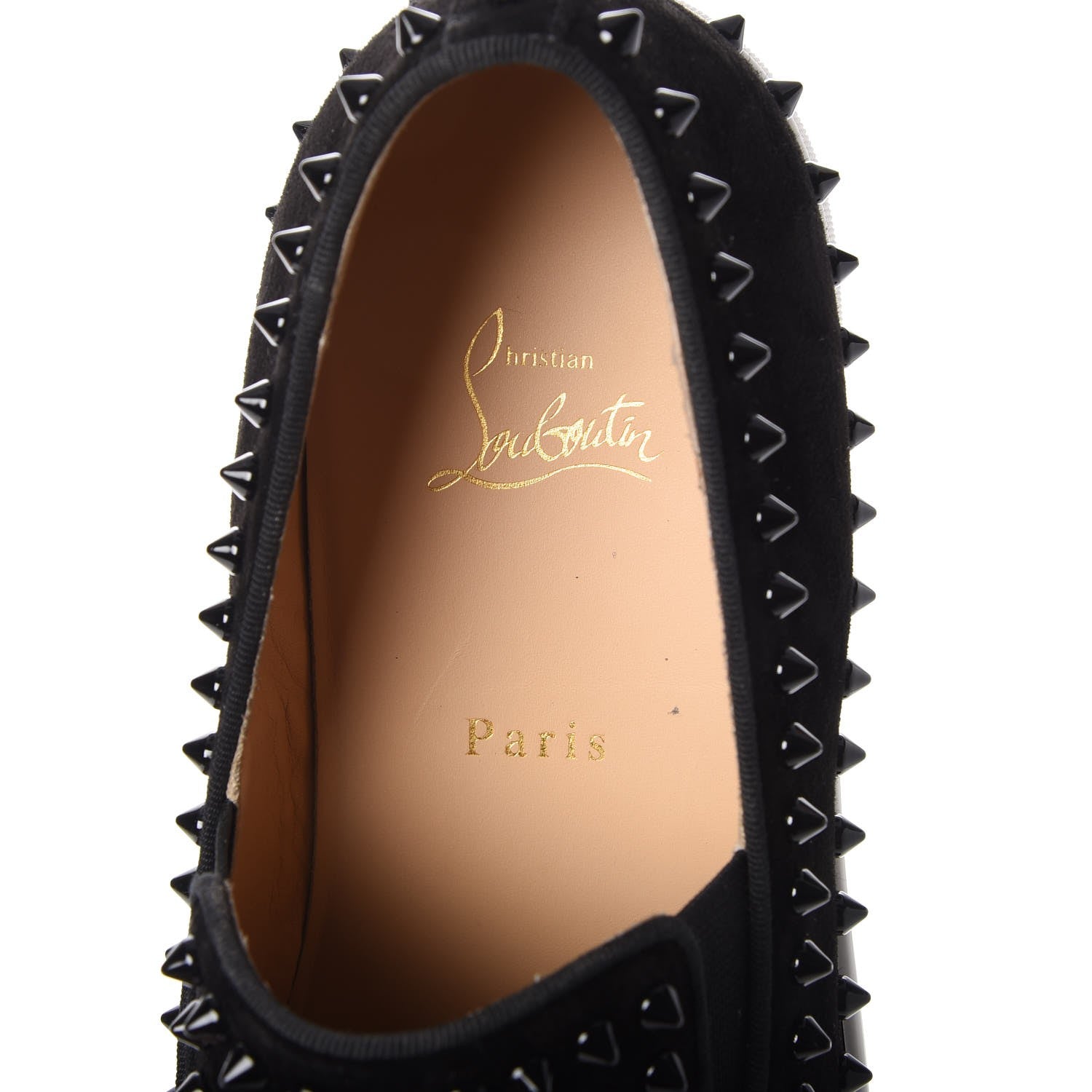 Christian Louboutin Mens Veau Velours Spike Pik Boat Flat 43.5 Black 7 of 14