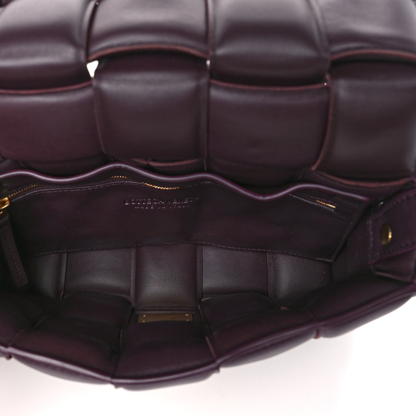 Nappa Maxi Intreccio Padded Cassette Crossbody Bag Plum