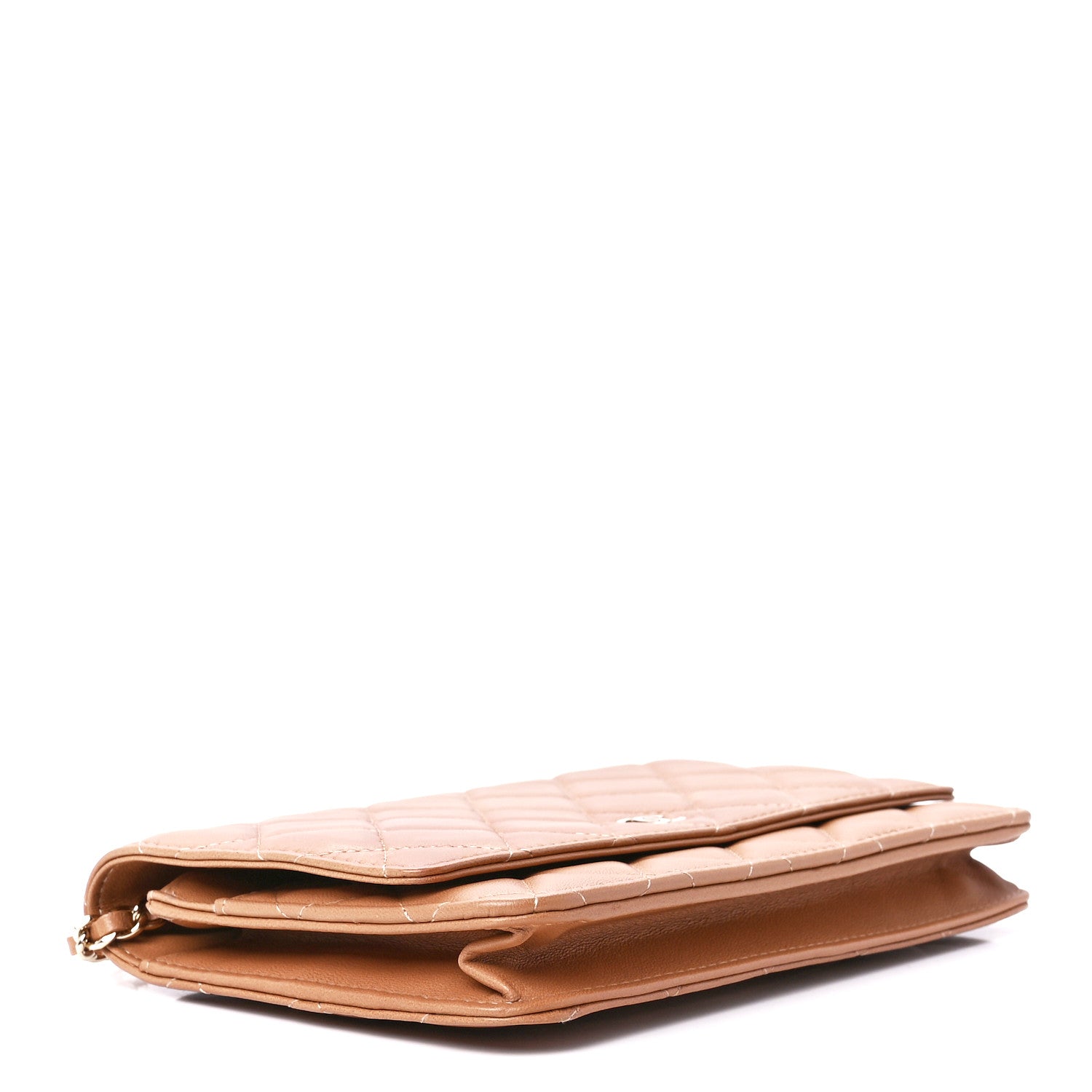 Chanel Lambskin Quilted Wallet On Chain WOC Dark Beige 4 of 12