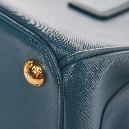Prada Saffiano Lux Mini Galleria Double Zip Tote Ottanio 14 of 15