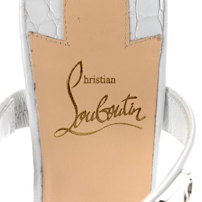 Christian Louboutin Calfskin Crocodile Embossed Choc Lock 85 Sandals 38.5 Bianco 7 of 7