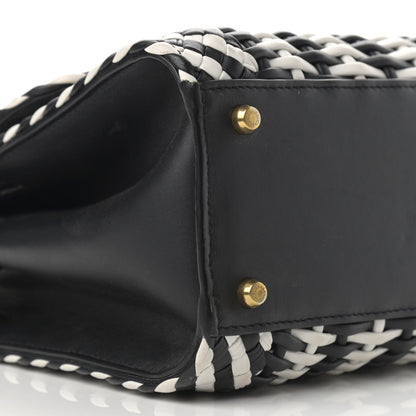 Dolce & Gabbana Calfskin Woven Medium Sicily 58 Satchel Black White 10 of 14