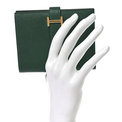 Hermes Madame Calfskin Bearn Compact Wallet Vert Moyen 2 of 9