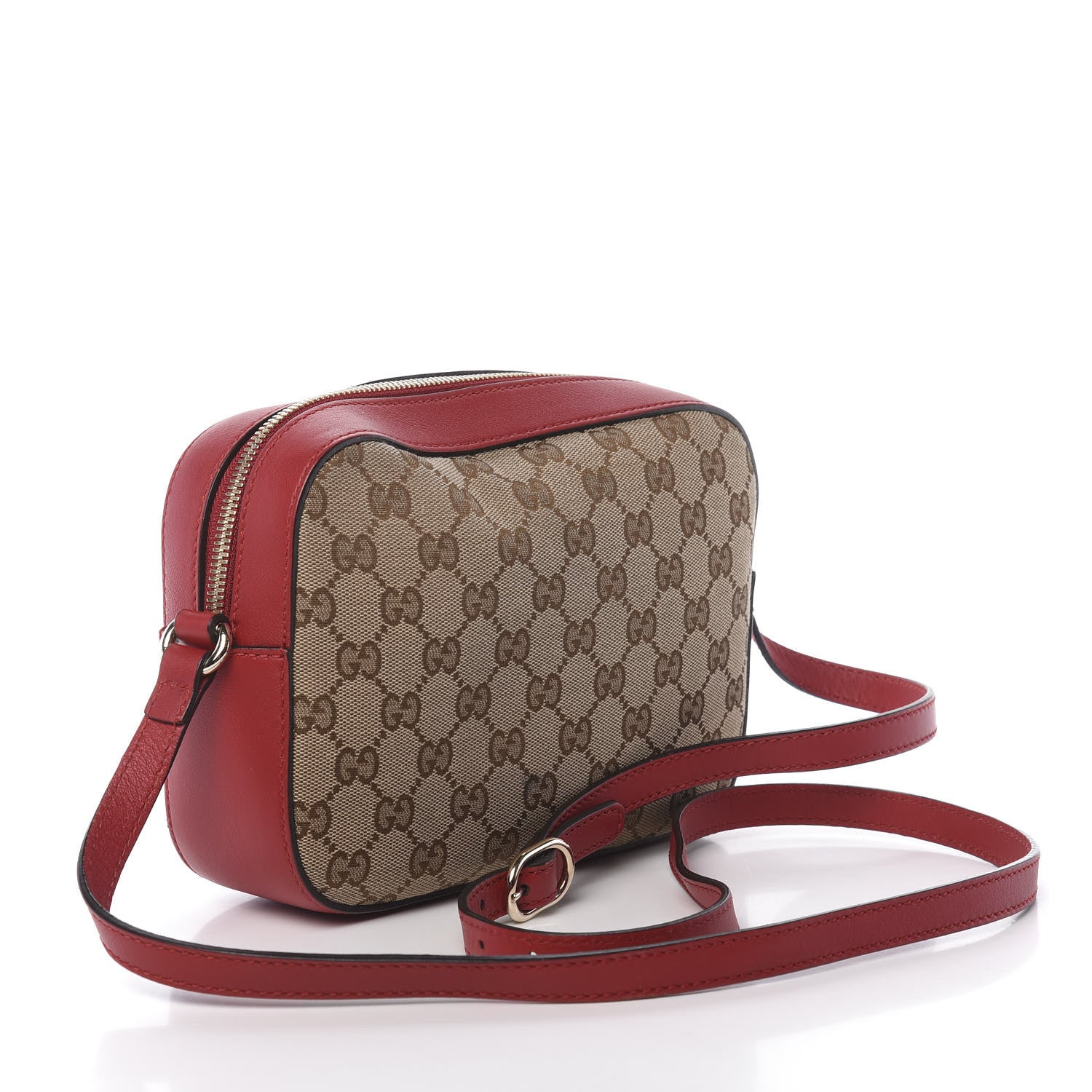 Gucci Monogram GG Supreme Web Small Webby Bee Shoulder Red 3 of 10