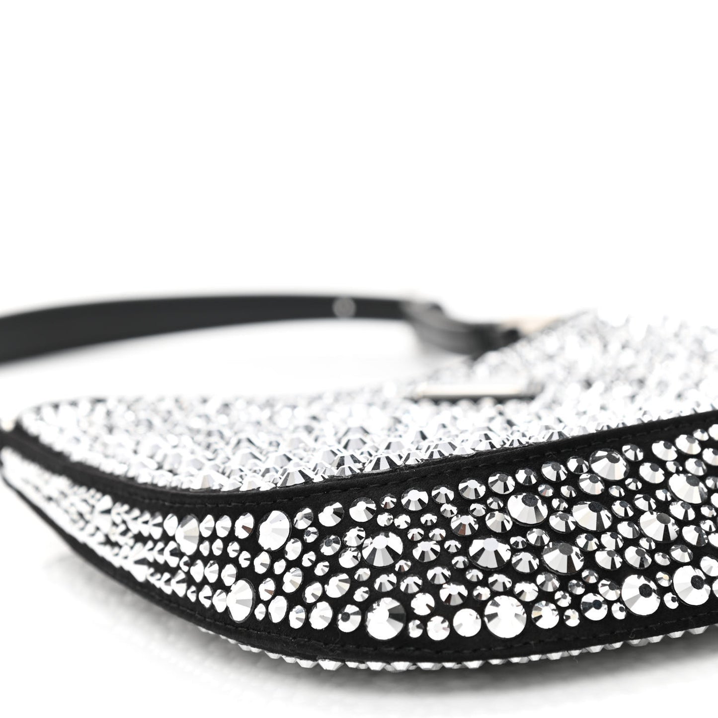 Satin Crystal Cleo Adjustable Strap Shoulder Bag Metal