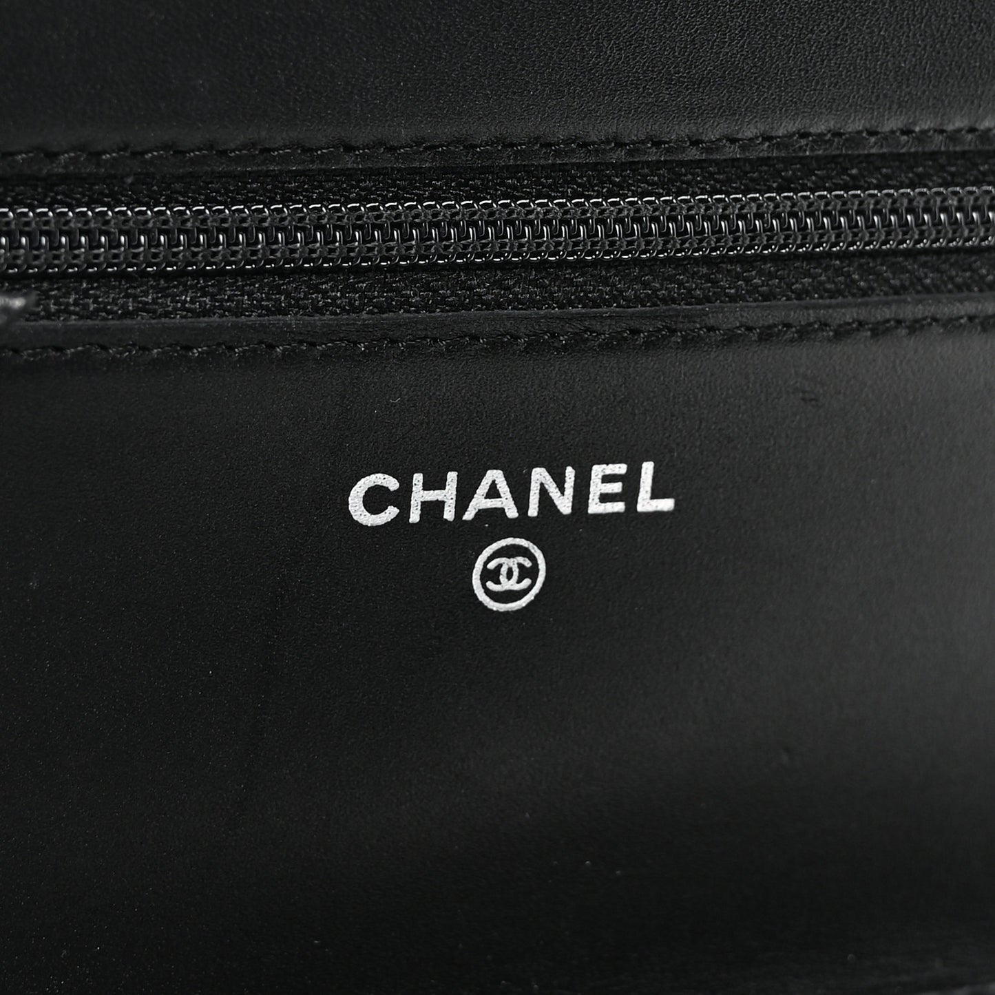 Calfskin Quilted Cambon Wallet on Chain WOC Black