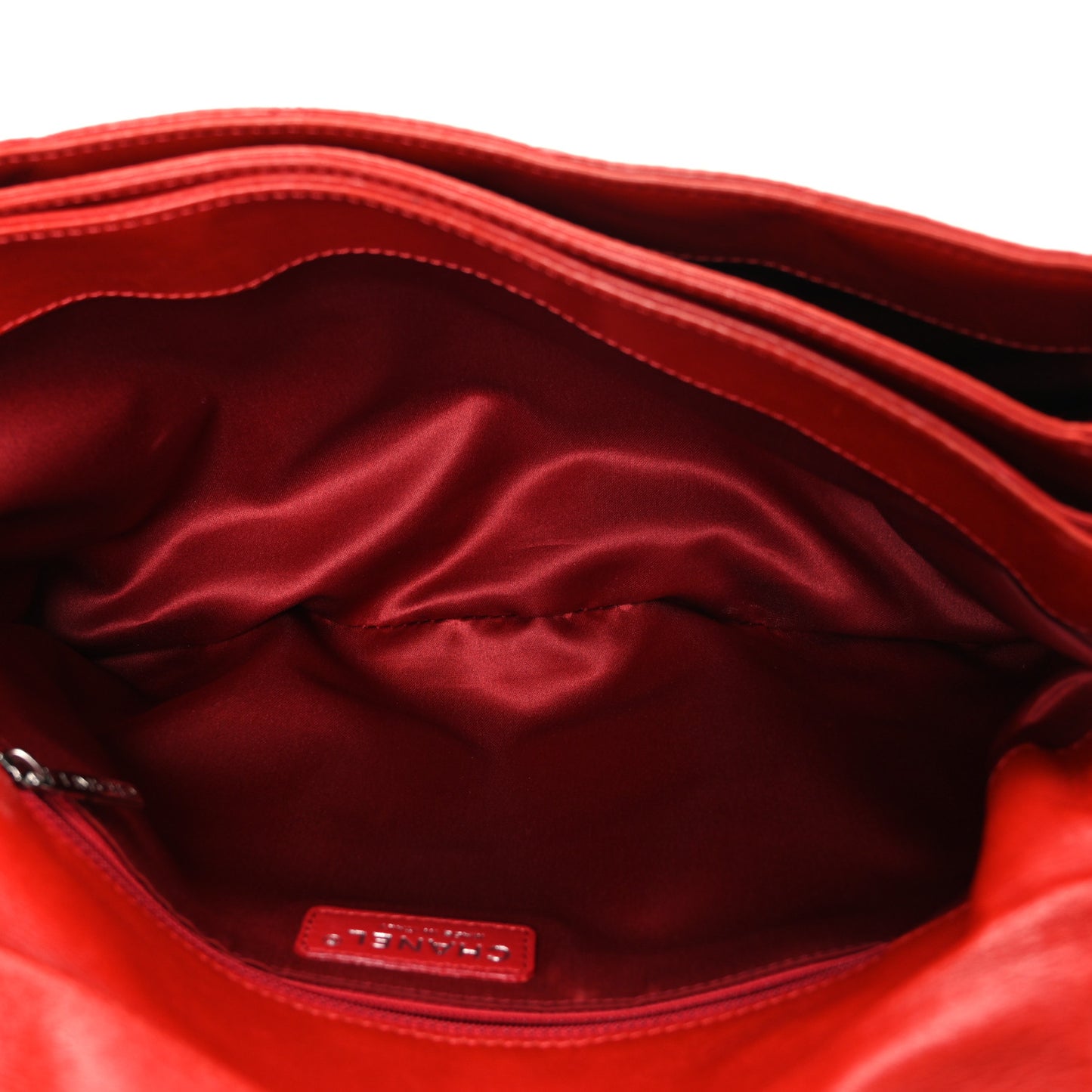 Lambskin Quilted Chanel 3 Accordion Flap Bag Red