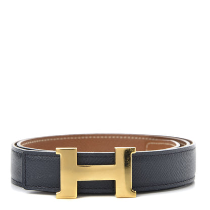 Hermes Epsom 24mm Mini Constance H Belt 75 Gold Bleu Indigo 1 of 4