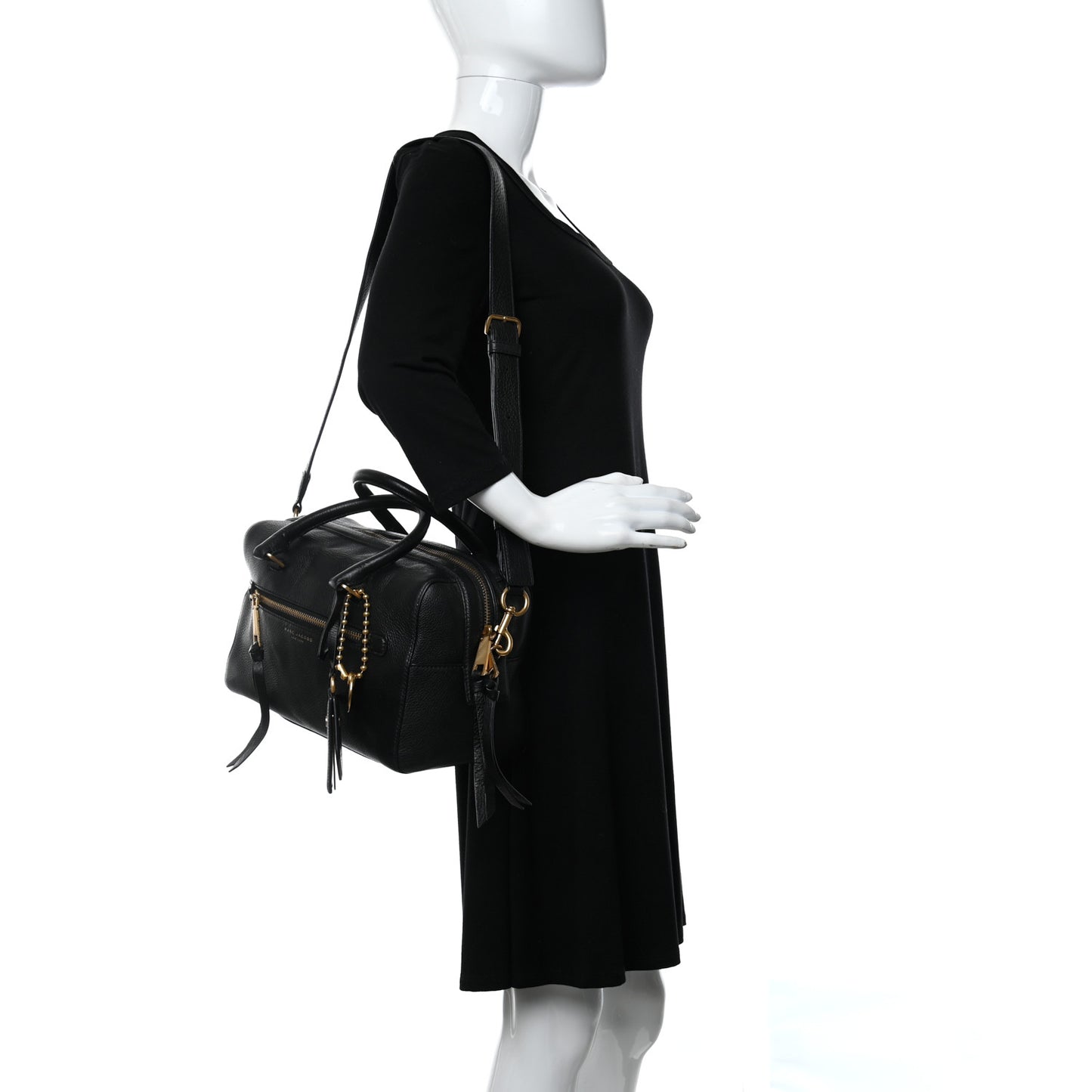 Calfskin Recruit Bauletto Satchel Tote Bag Black