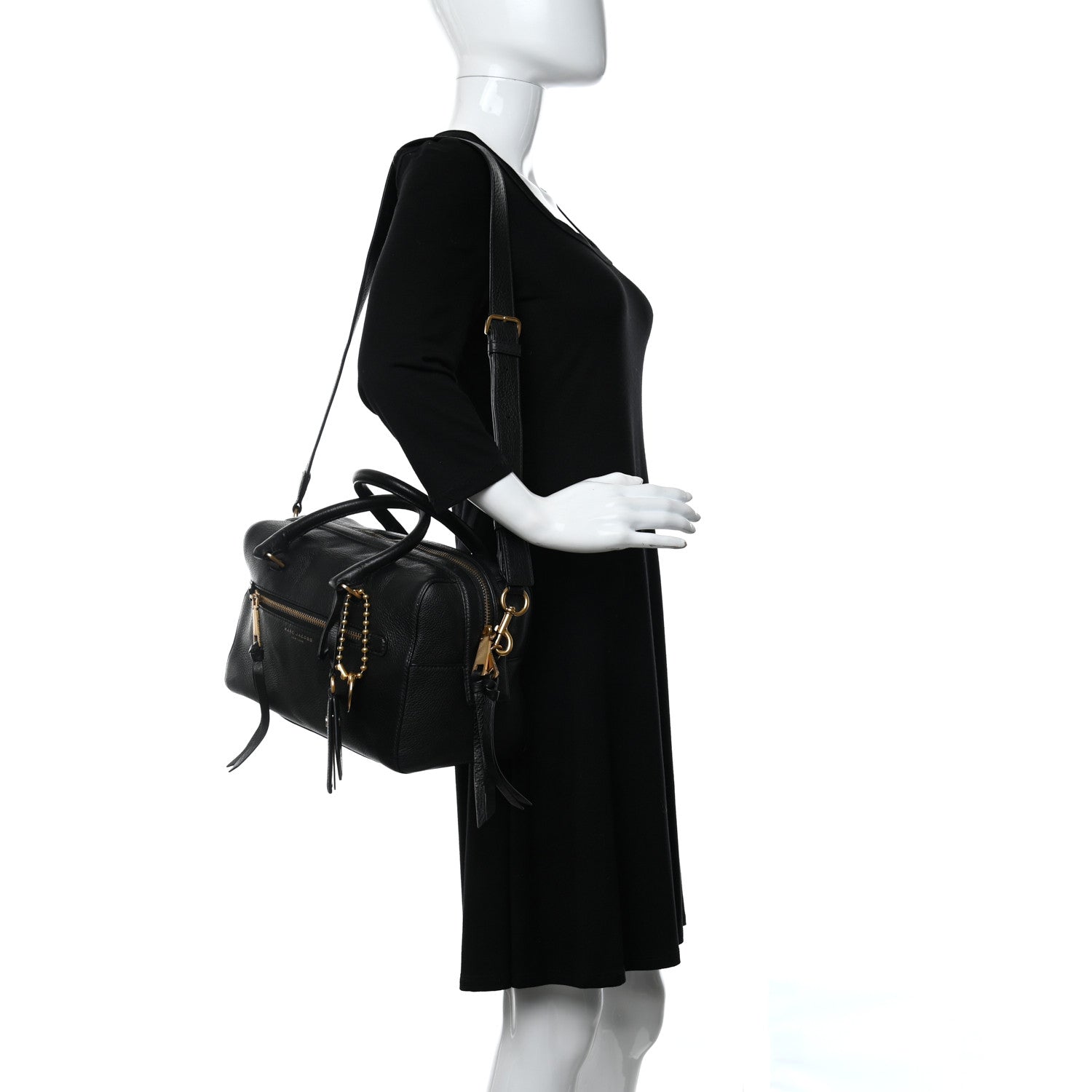 Marc Jacobs Calfskin Recruit Bauletto Satchel Tote Bag Black 2 of 13