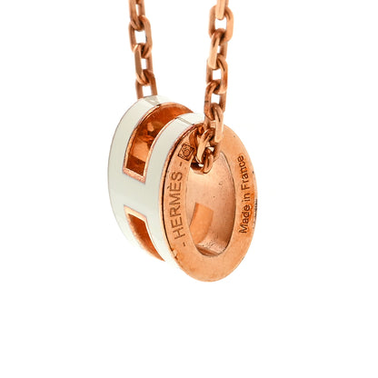 Hermes Lacquered Rose Gold Mini Pop H Pendant Necklace Vert Fizz 5 of 5