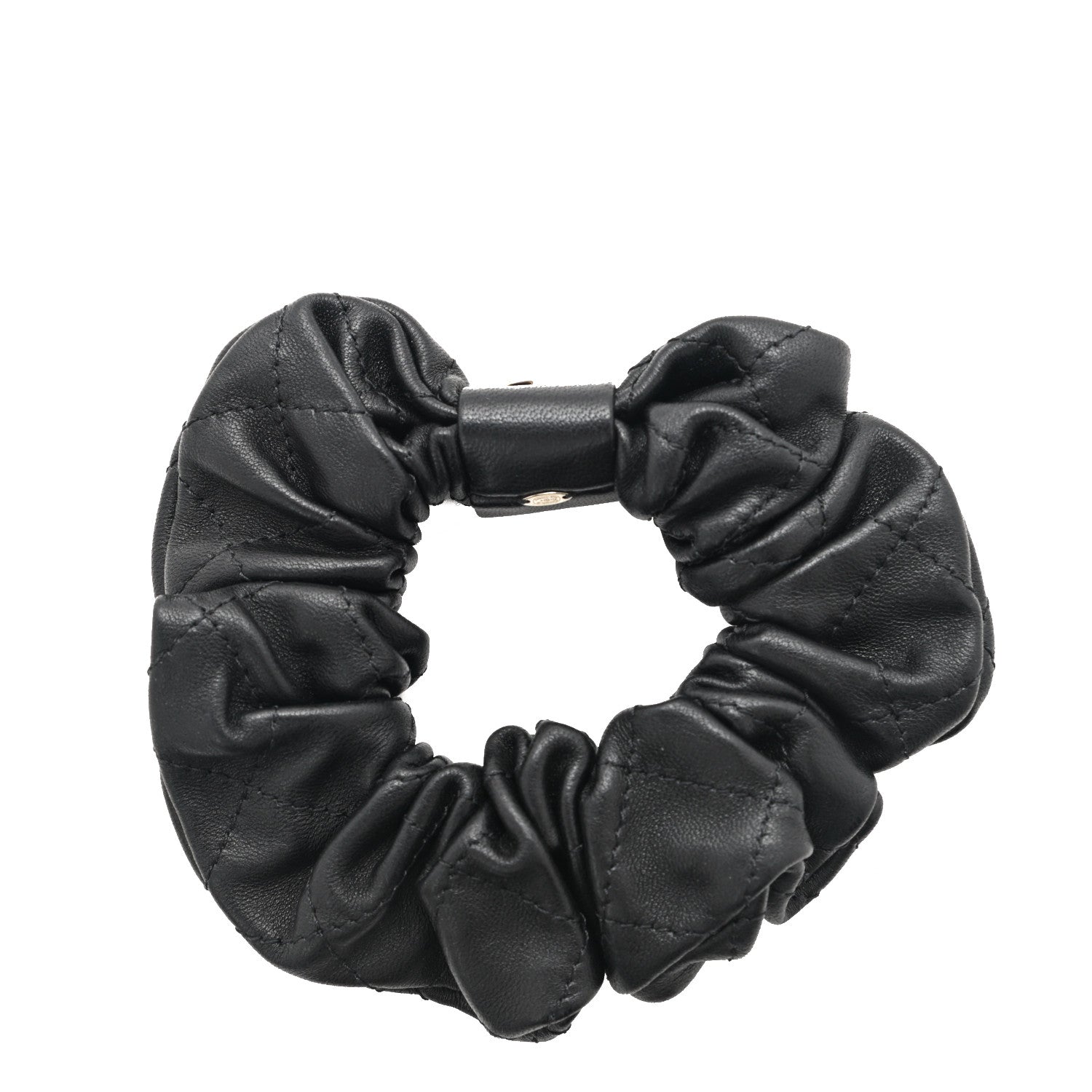 Chanel Lambskin Quilted CC Hair Scrunchie Black 3 of 5
