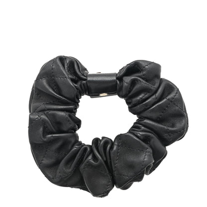 Chanel Lambskin Quilted CC Hair Scrunchie Black 3 of 5