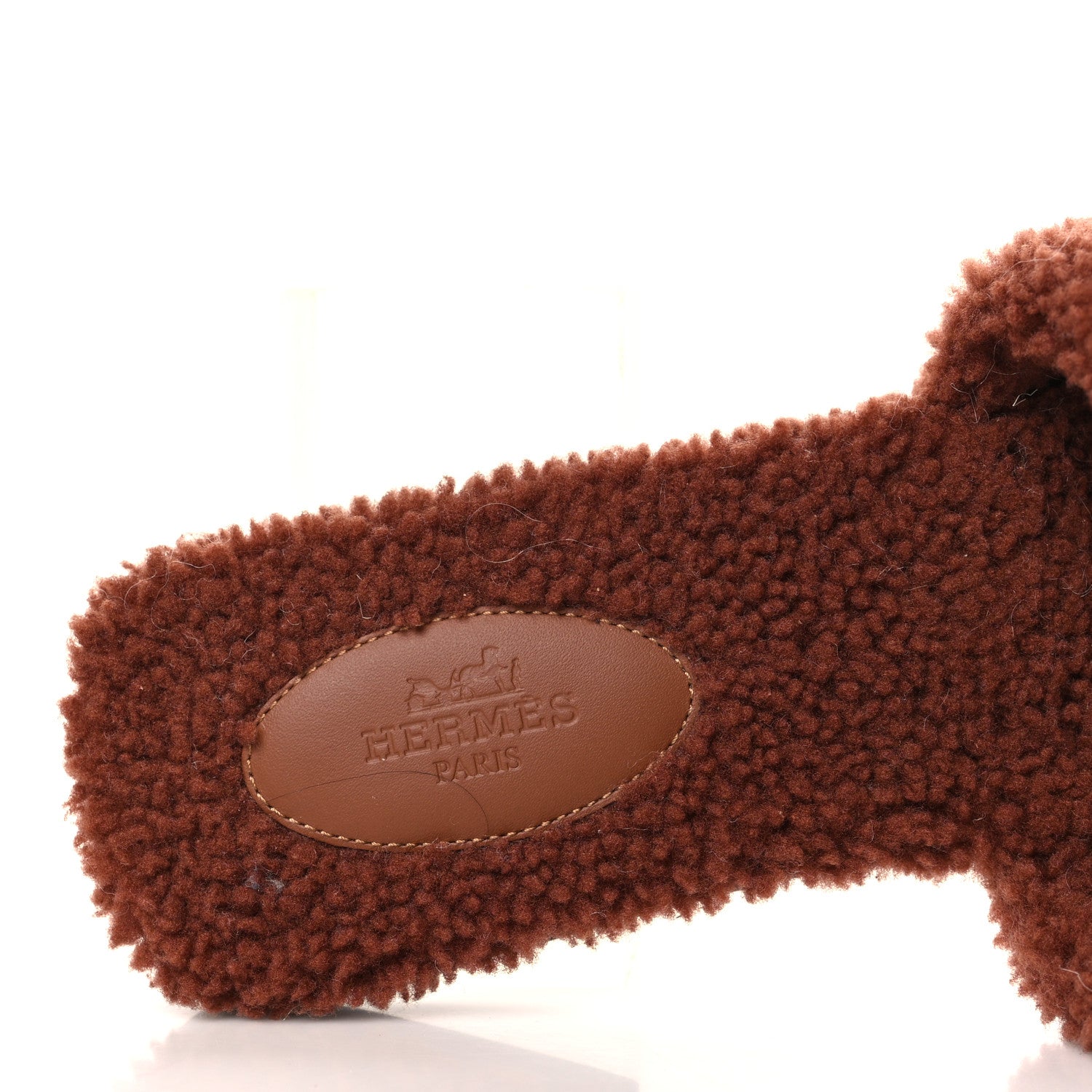 Hermes Woolskin Oran Sandals 39.5 Cognac 5 of 7