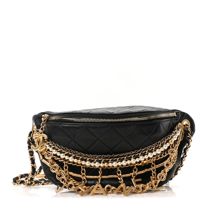 Chanel Lambskin Quilted All About Chains Waist Belt Bag Black 1 of 10