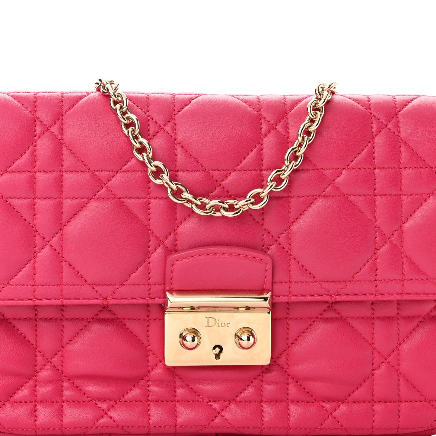 Lambskin Cannage Miss Dior Promenade Pouch Fuchsia