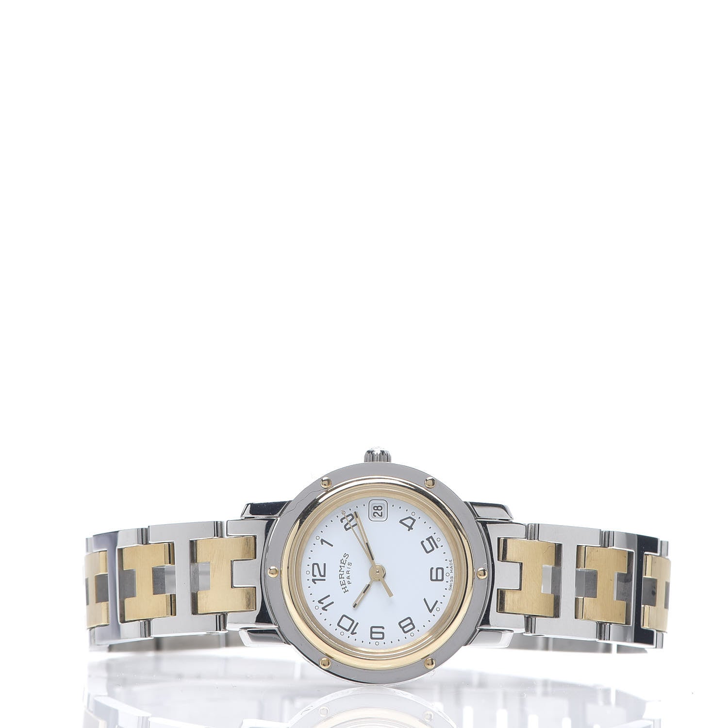 Hermes Stainless Steel 24mm Clipper Quartz Watch Gold 2 of 5