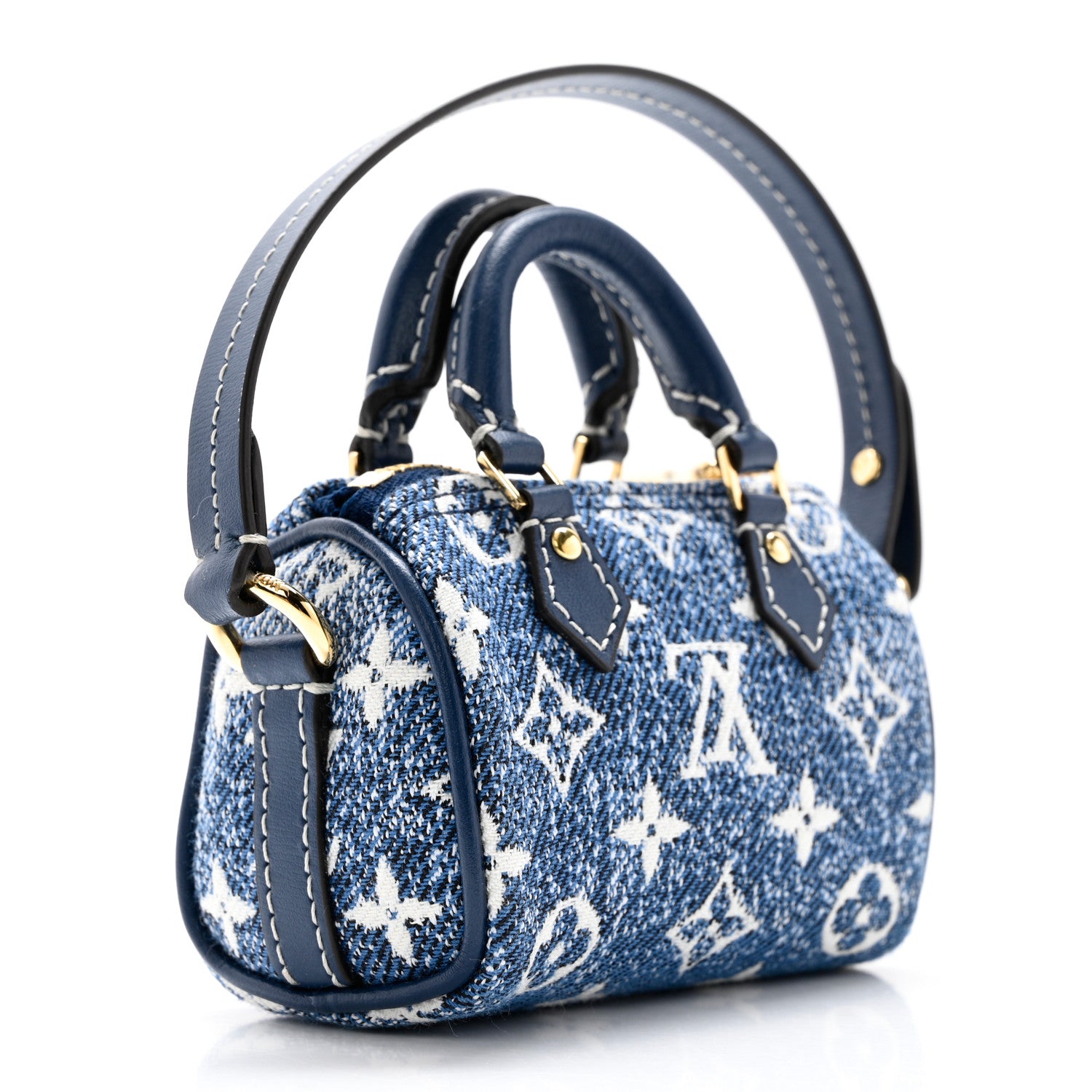Louis Vuitton Denim Monogram Jacquard Micro Speedy Bag Charm Bleu 2 of 7