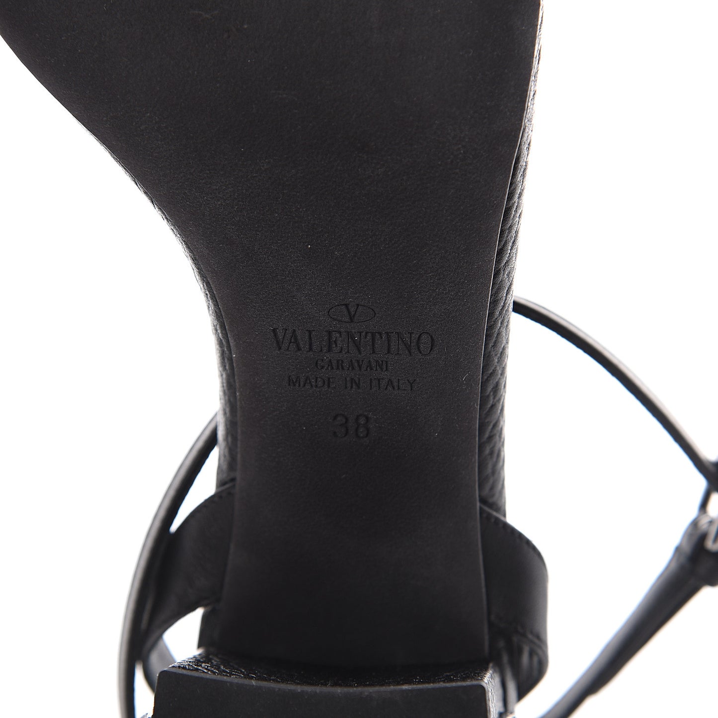 Pebbled Calfskin Rockstud Rolling 60mm City Sandals 38 Black