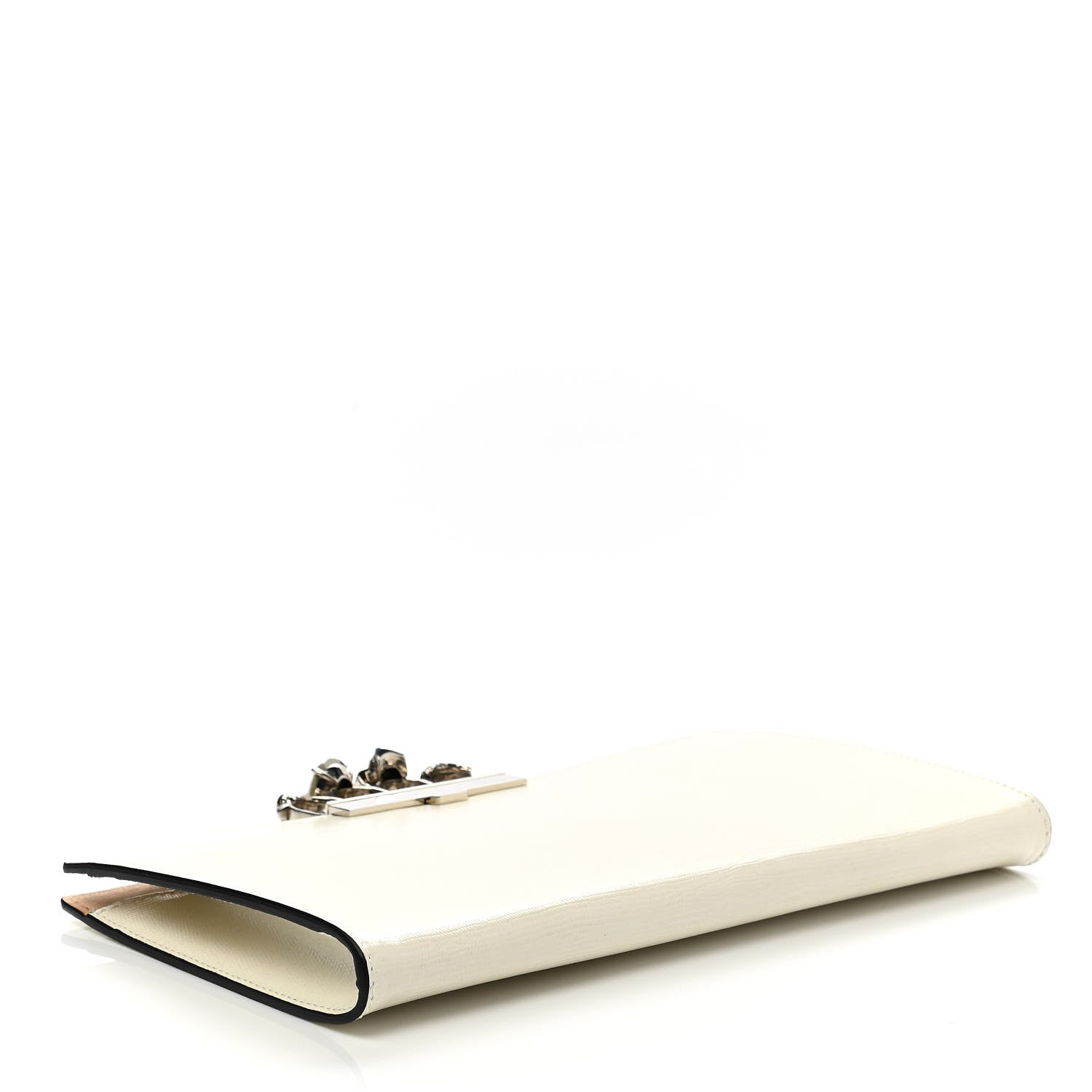 Alexander McQueen Calfskin Lizard Embossed Knuckle Flat Clutch White 4 of 6