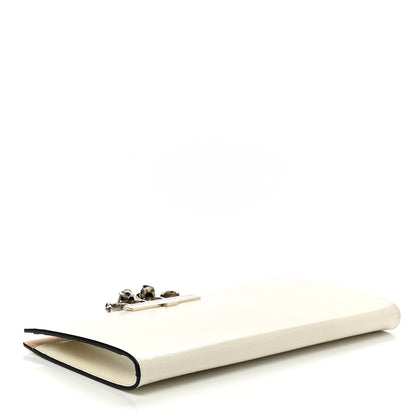 Alexander McQueen Calfskin Lizard Embossed Knuckle Flat Clutch White 4 of 6