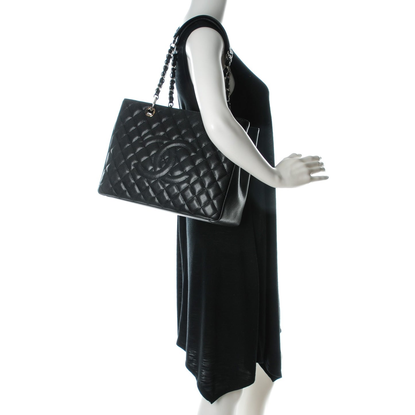 Caviar Quilted Grand Shopping Tote GST Black