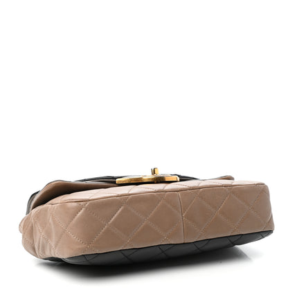 Chanel Lambskin Quilted Tri-Color Double Flap Black Taupe Brown 4 of 10
