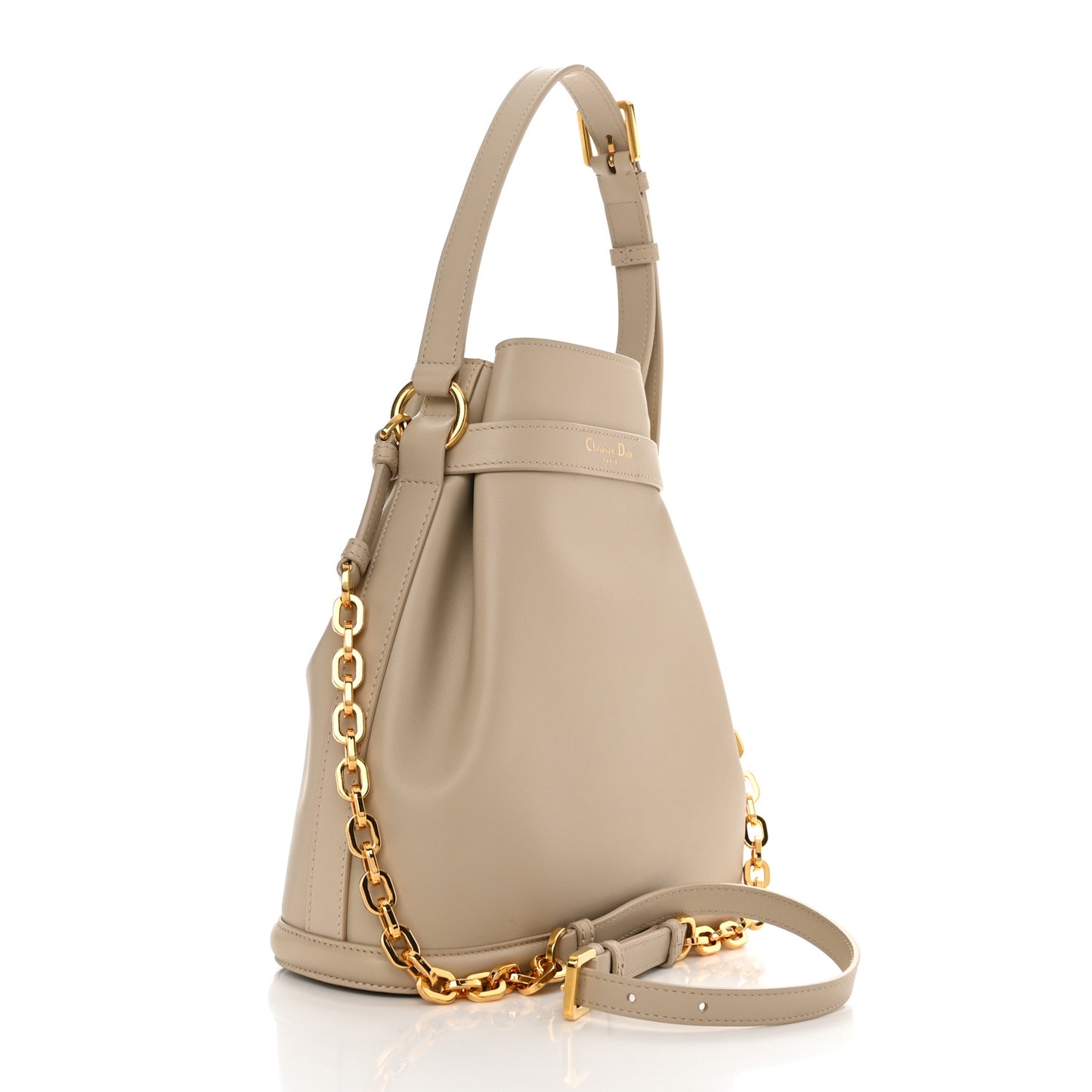 Calfskin CD Embossed Medium C'est Dior Bag Powder Beige