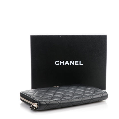 Chanel Caviar Quilted Large Zip Around Organizer Wallet Black 4 of 9