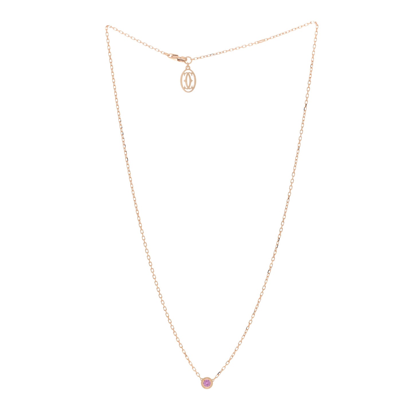 18K Pink Gold Pink Sapphire D'Amour Pendant Necklace