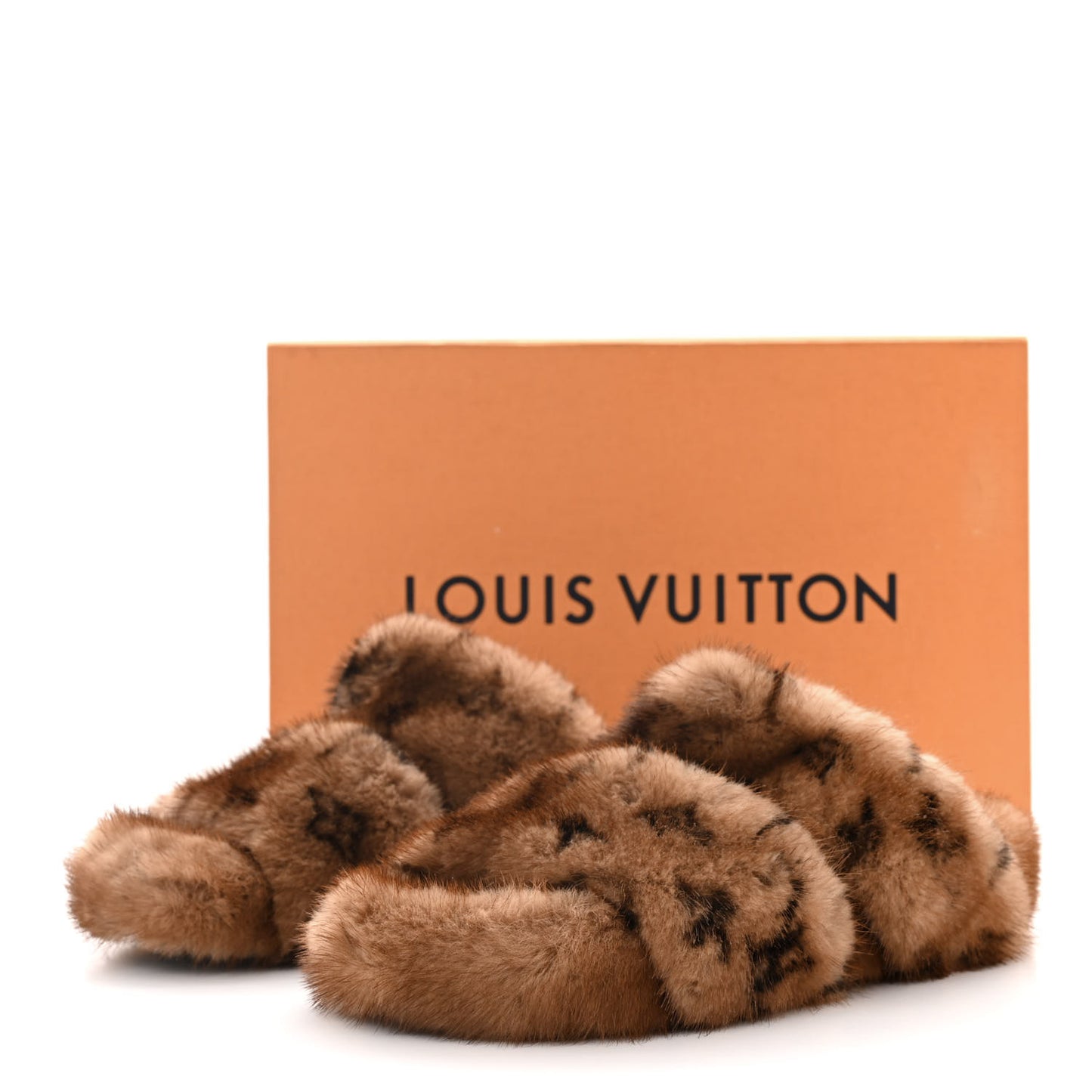 Mink Fur Bom Dia Slippers 36 Cognac