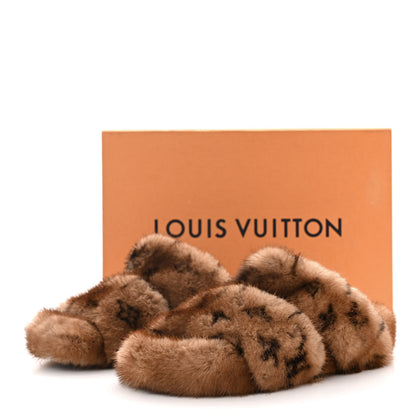 Louis Vuitton Mink Fur Bom Dia Slippers 36 Cognac 9 of 9