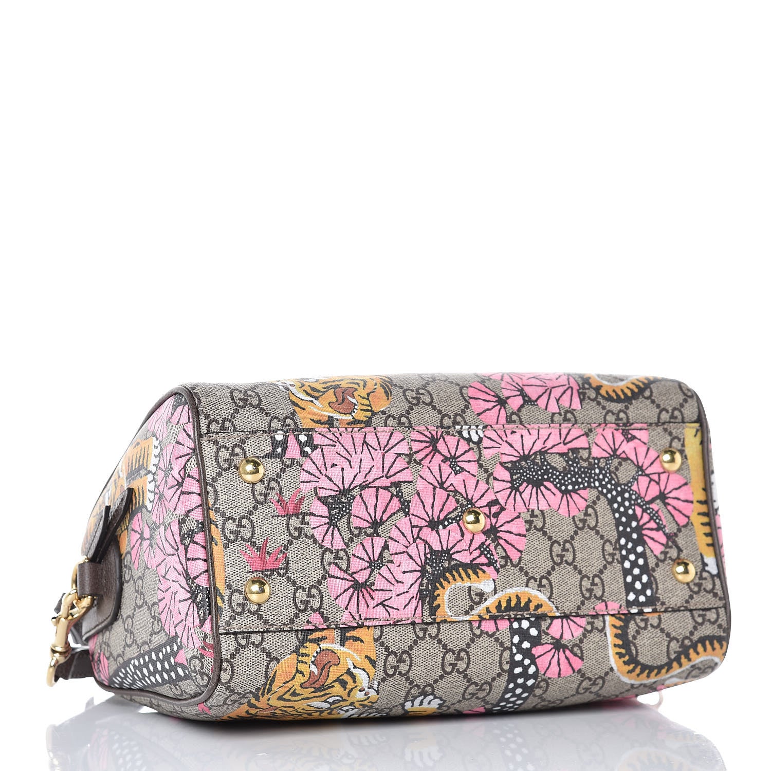 Gucci GG Supreme Monogram Bengal Small Boston Beige Pink 5 of 14