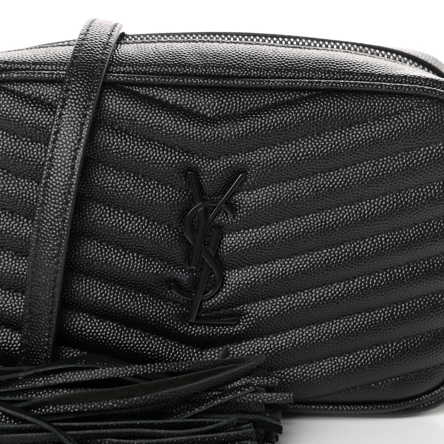 Saint Laurent Grain De Poudre Matelasse Monogram Mini Lou Camera Bag Black 7 of 9