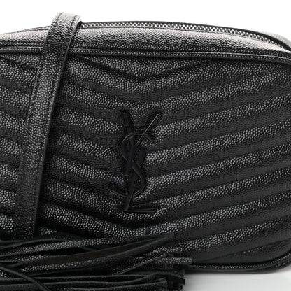 Saint Laurent Grain De Poudre Matelasse Monogram Mini Lou Camera Bag Black 7 of 9