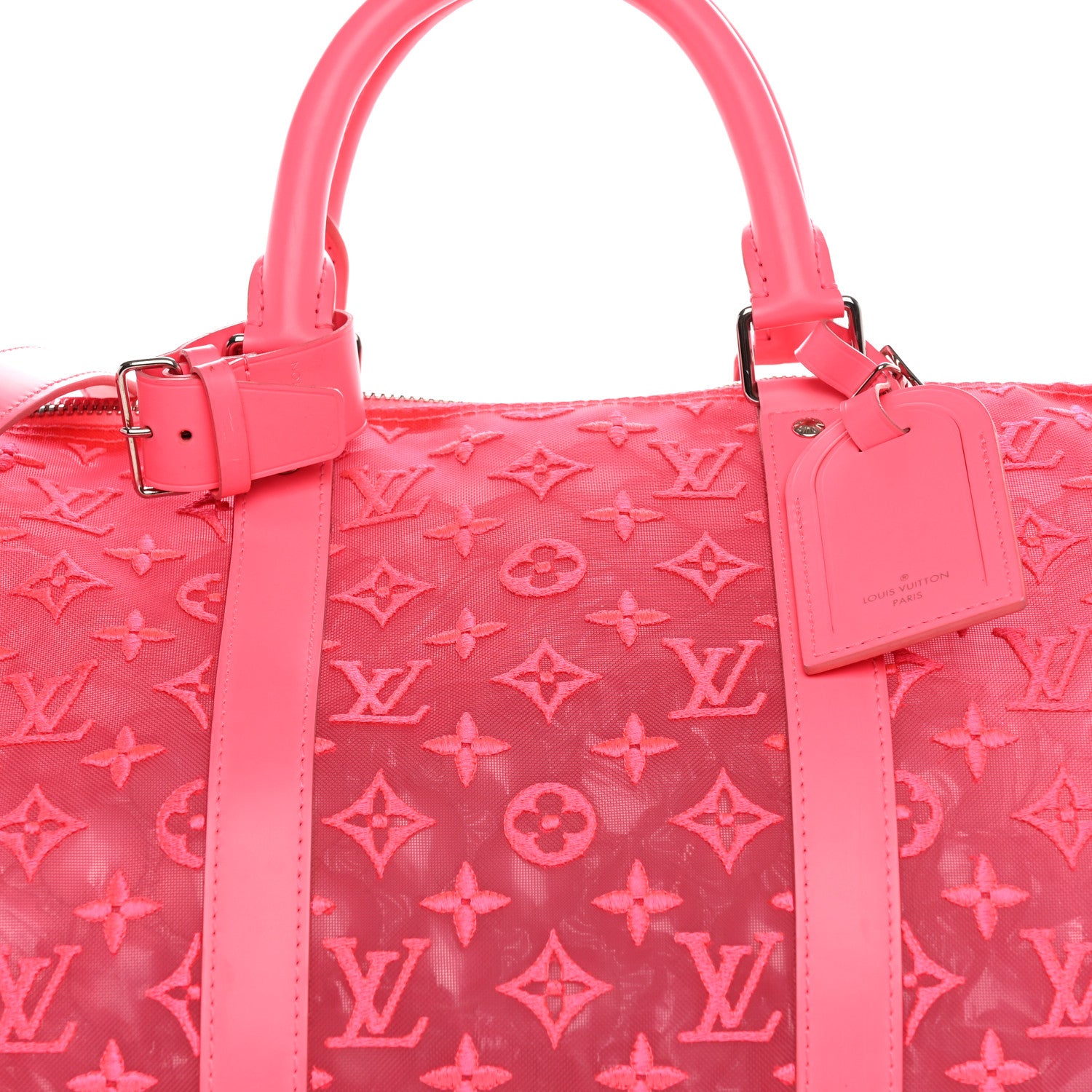 Louis Vuitton Monogram Fluo See Through Keepall Bandouliere 50 Rose 7 of 15