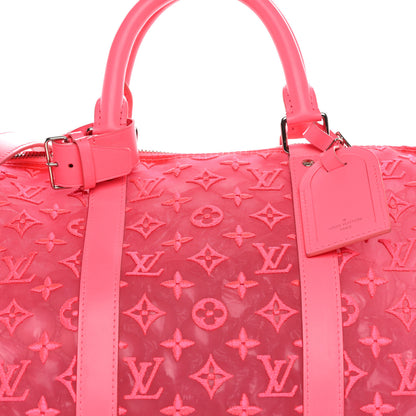 Louis Vuitton Monogram Fluo See Through Keepall Bandouliere 50 Rose 7 of 15