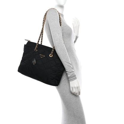 Prada Re-Nylon Stitched Re-Edition 1995 Chaine Medium Tote Bag Black 2 of 9