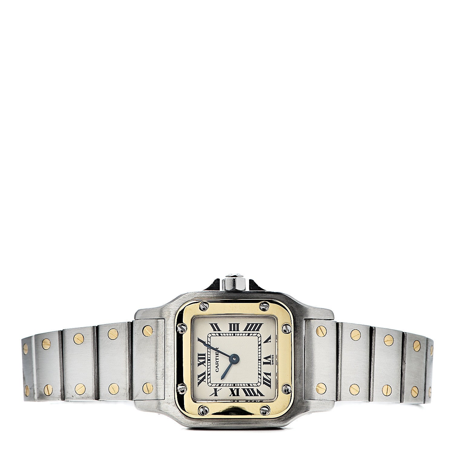 Cartier Stainless Steel 18K Yellow Gold 24mm Santos De Cartier Galbee Quartz Watch 3 of 8