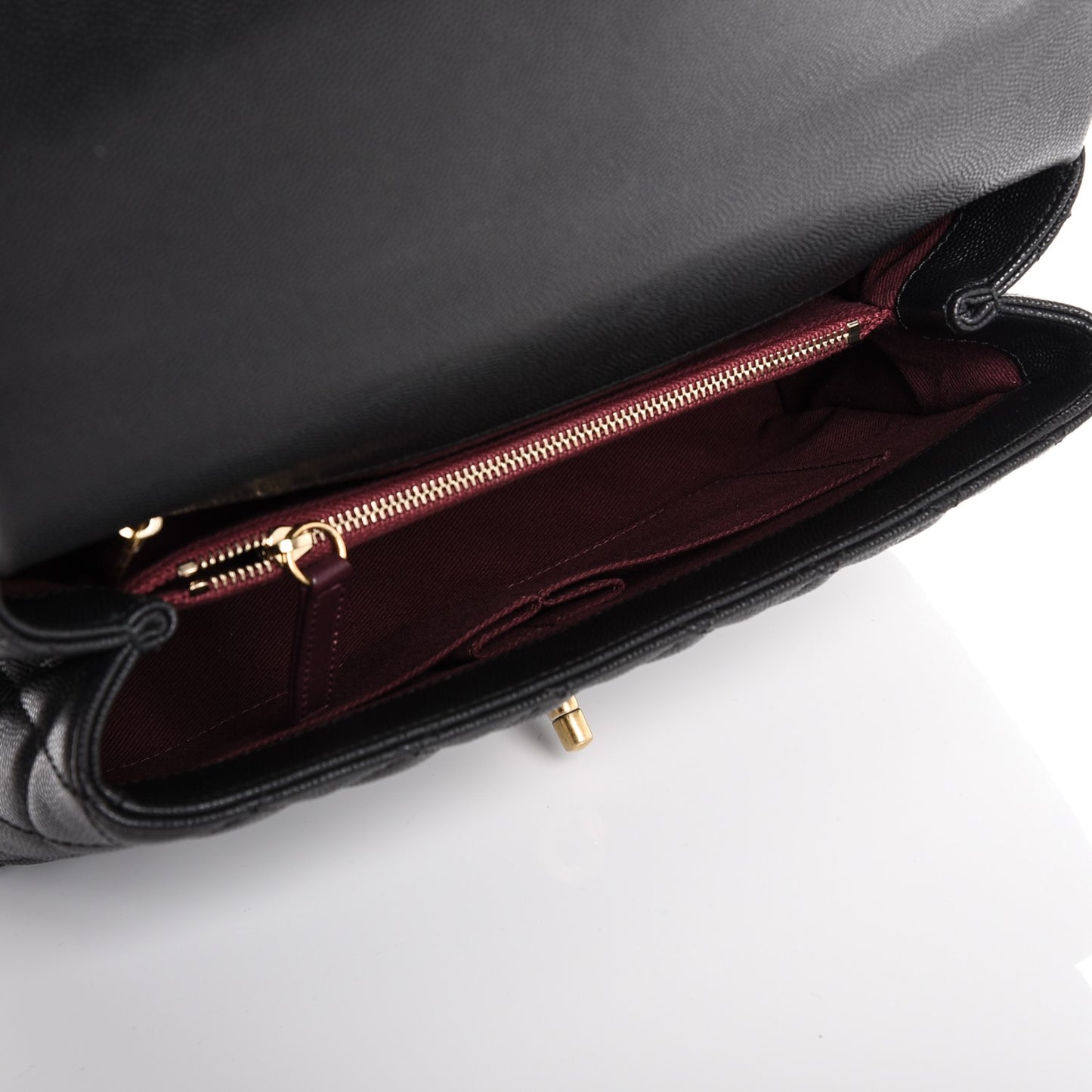 Caviar Quilted Small Coco Handle Flap Black