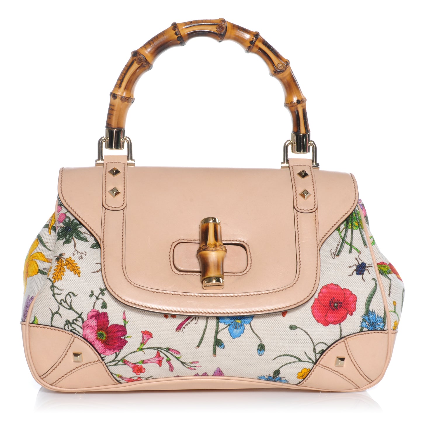 Floral Flora Canvas Bamboo Top Handle Bag