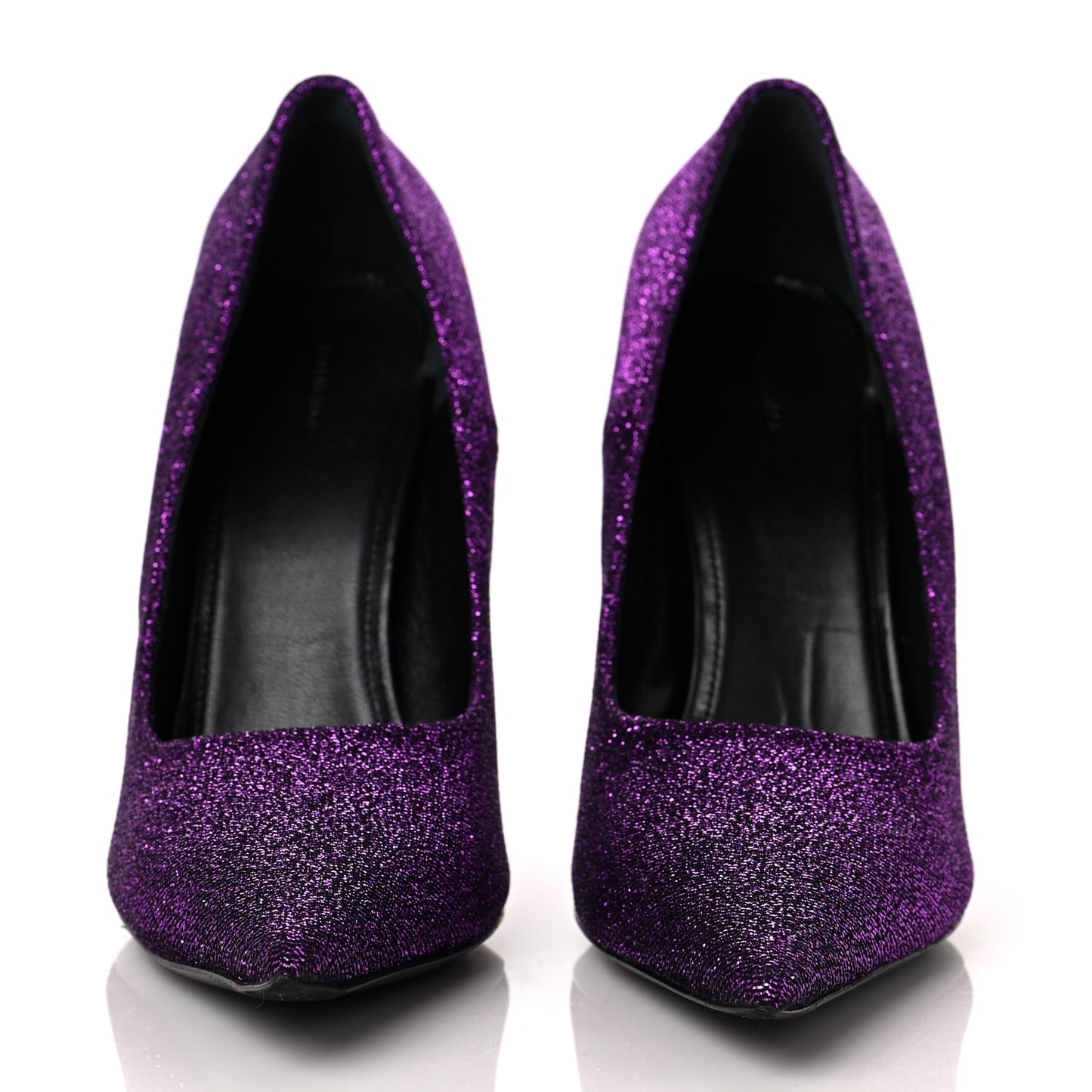 Shiny Fabric Square Knife 110mm Pumps 41 Purple