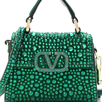 Valentino Garavani Crystal Embroidered Micro Vsling Top Handle Bag Emerald 7 of 16