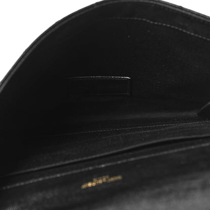 Saint Laurent Grain De Poudre Textured Mixed Matelasse Triquilt Monogram Clutch Black 5 of 11