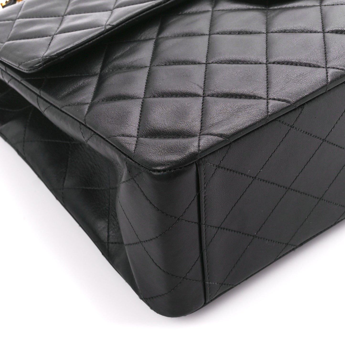 Lambskin Quilted XL Jumbo Single Flap Black